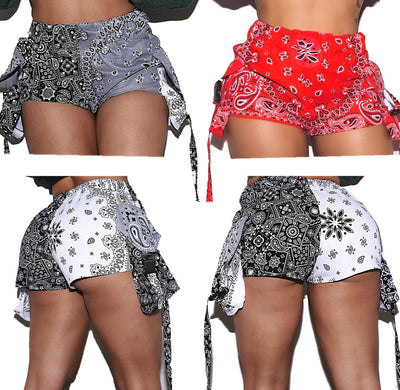 Stretch High Waisted Bandana Shorts Women Harajuku Summer Bottoms Sexy Pocket Aesthetic Fitness null