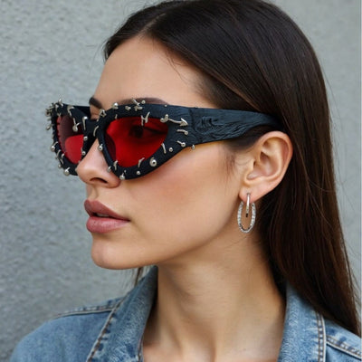 Punk Decorative Rivets Trend Street Snap Glasses null