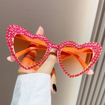 Female Cute Cat Eye Heart-shaped Sun Glasses null