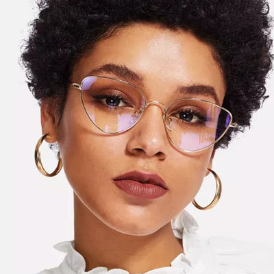 Cat's Eye Plain Glasses Retro Metal Optical Frame null