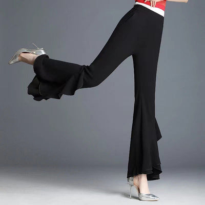 Spring And Summer New High Waist Black Bell-bottoms null